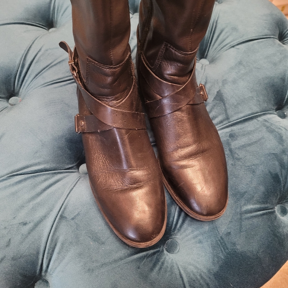 Nine West knee high black leather boots